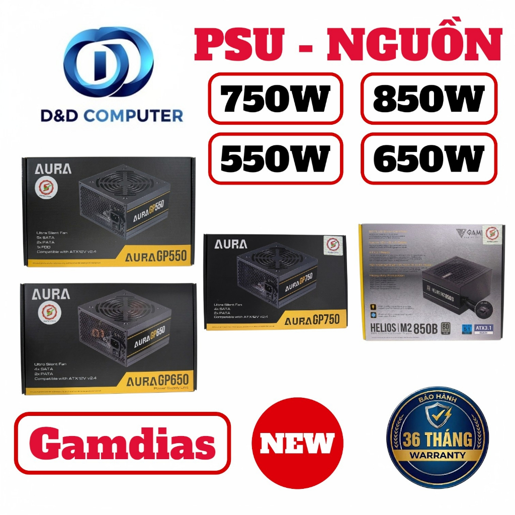 [NEW - BH 36 THÁNG] NGUỒN PSU GAMDIAS 550W 650W 750W 850W HÀNG CHÍNH HÃNG, ĐỘ BỀN CAO.