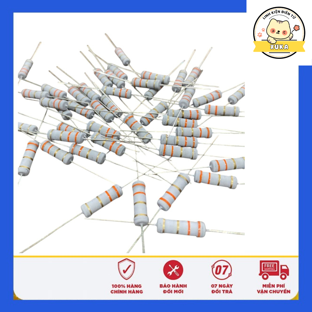 Gói 10 Điện Trở Công Suất 3R3 3,3Ohm 2W 5%.Hàng Chuẩn,Chất Lượng.