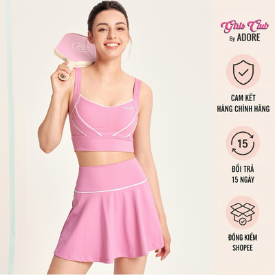 [GIRLS CLUB by ADORE] Set Áo tank top linevibe - hồng phấn | Chân váy linevibe - hồng phấn