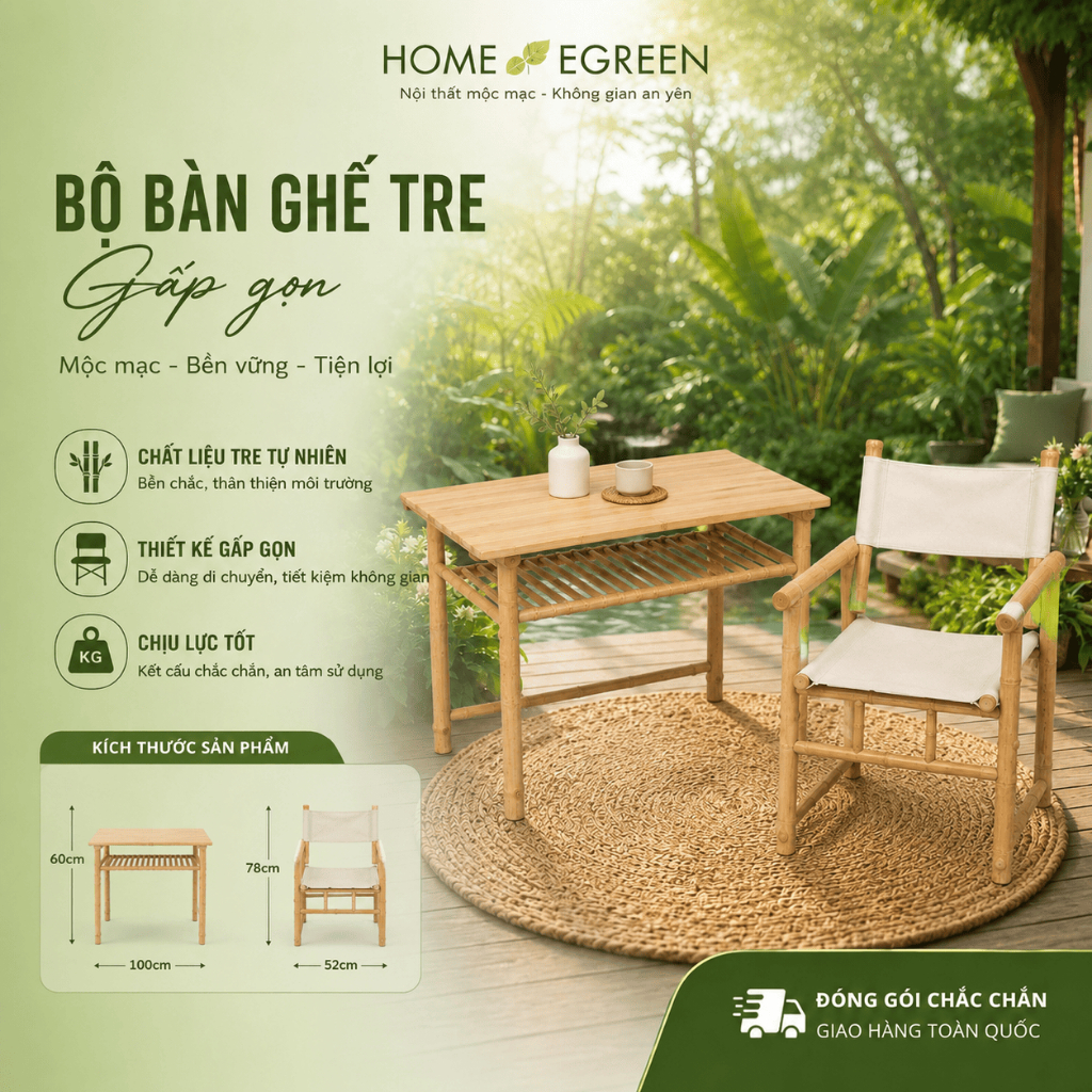 Bộ Ghế Resort Home Egreen Ghế Tre Tầm Vông Cho Resort Villa Quán Cafe