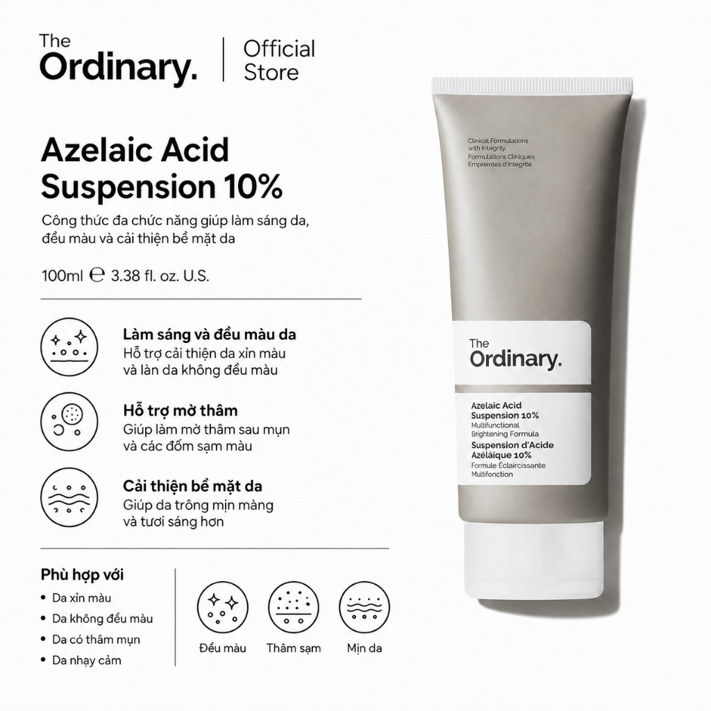 [The Ordinary Official] Azelaic Acid Suspension 10% | Giảm mụn, mờ thâm, làm sáng và đều màu da