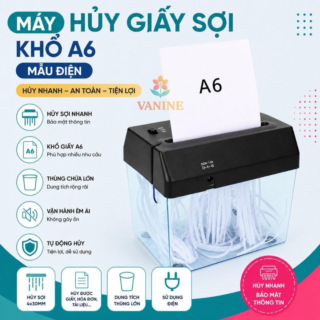 Máy hủy giấy, tài liệu, bill, ...  tự động nguồn USB-A5,A4. Hủy bill thanh toán của cửa hàng. Máy hủ