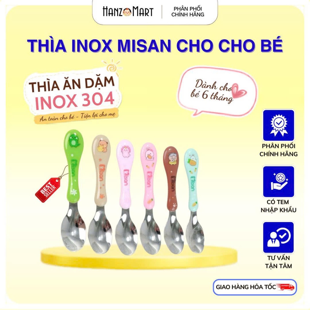 Thìa ăn dặm inox 304 Misan cho bé - hanzo2009