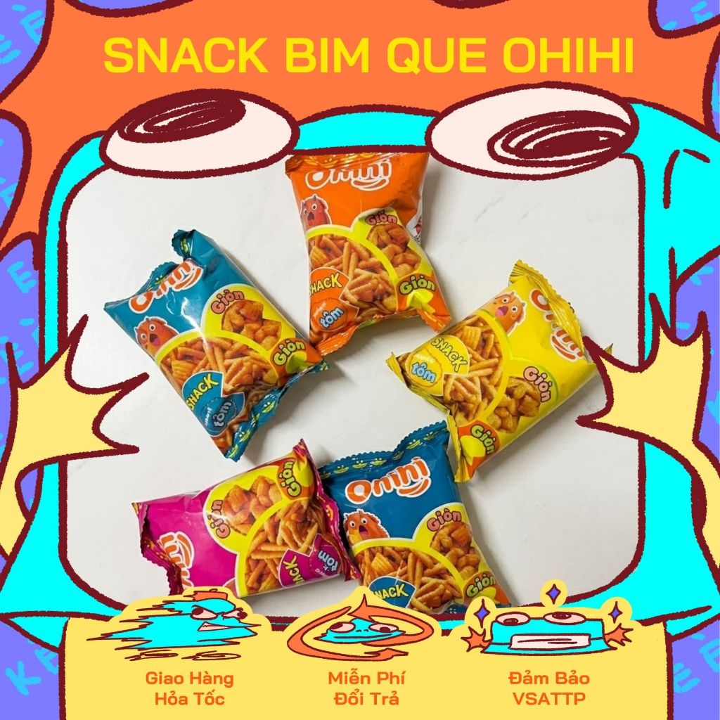 Nguyên bịch 30 gói snack bim bim que Ohihi/Olala mini giòn giòn tuổi thơ ( gói 8g), Ăn Vặt Tuổi Thơ,