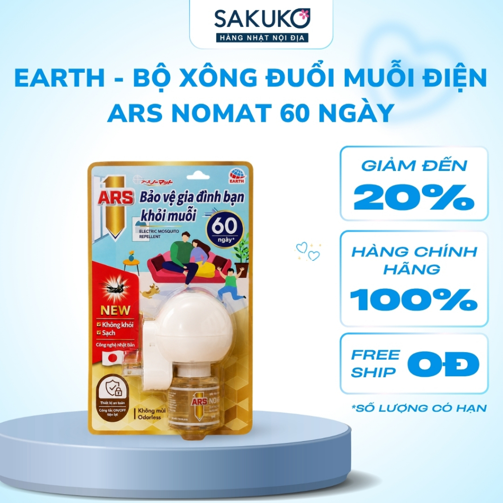Bộ Xông Đuổi Muỗi Điện Earth Ars Nomat 60 Ngày