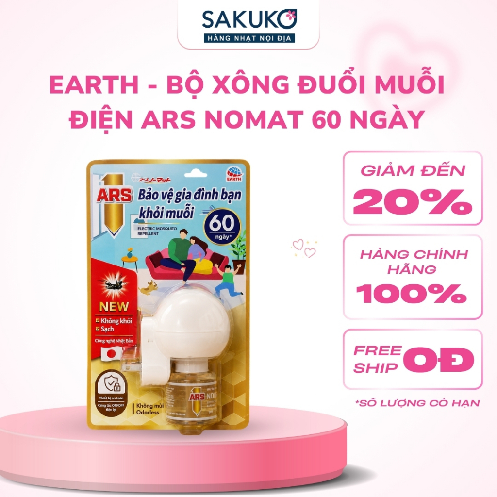 Bộ Xông Đuổi Muỗi Điện Earth Ars Nomat 60 Ngày