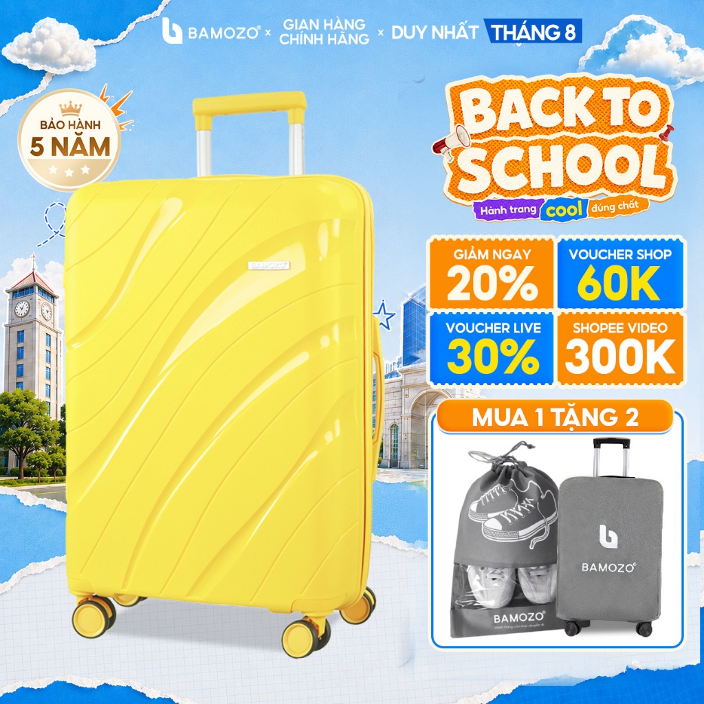 Vali Kéo Du Lịch Nancy Size 28 Bamozo, Chất Liệu PP Chịu Va Đập Tuyệt Đối, Bảo Hành 5 Năm_Nancy