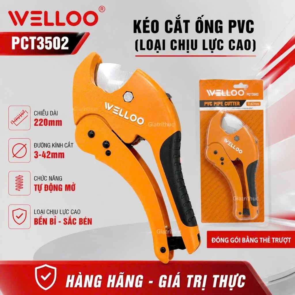 KÉO CẮT ỐNG PVC (LOẠI CHỊU LỰC CAO) WELLOO PCT3502