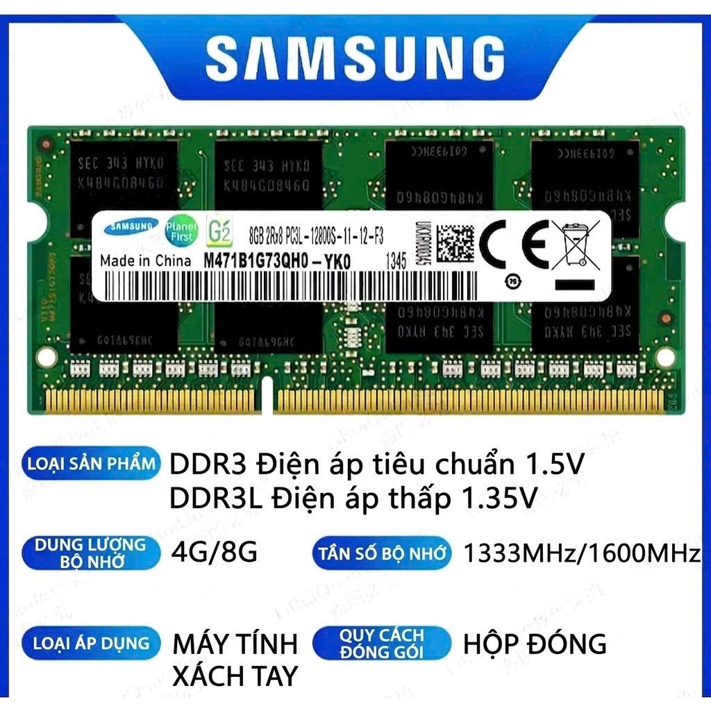 Ram Laptop DDR3L 4GB 8GB Bus 1600Mhz PC3 PC3L 12800s 1.35V BH 36 tháng (Ram Cũ Tháo Máy))