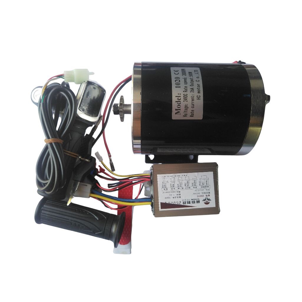 Combo Motor chế xe điện 24v 350w,500w, Động cơ, IC điều khiển, bộ tay ga