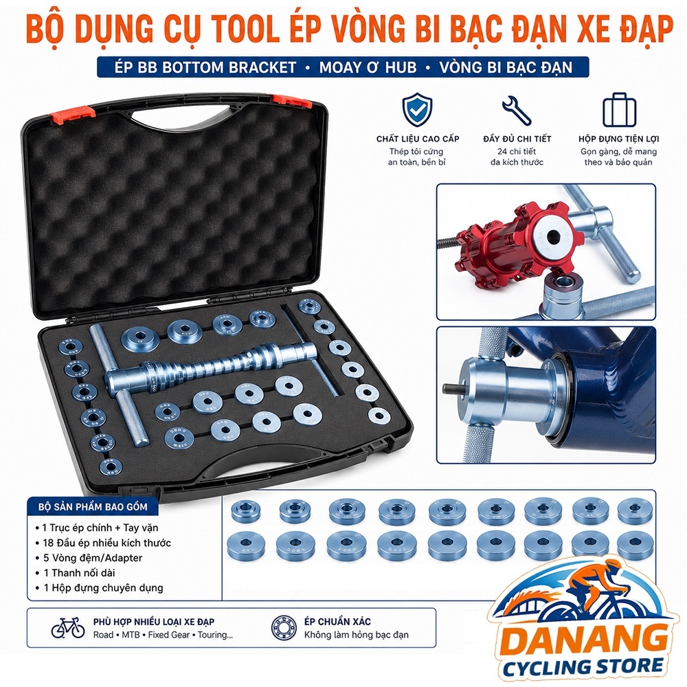 Bộ Dụng Cụ Tool Ép Vòng Bi Bạc Đạn Xe Đạp TenyBike – Ép BB Bottom Bracket, Moay Ơ Hub