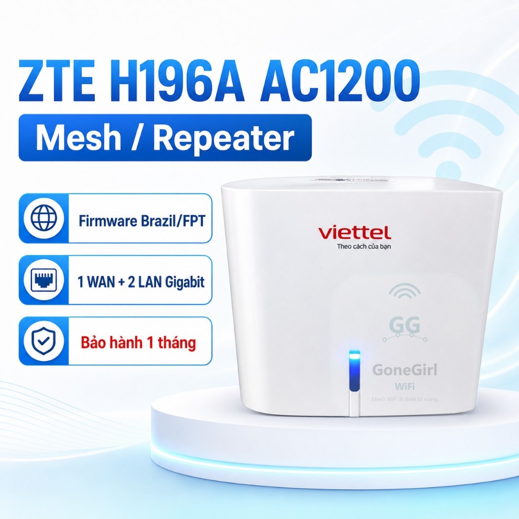 Home mesh wifi ZTE H196A đã up fw brasil/fpt, dùng được cho tất cả mạng, cài đăt đơn giản