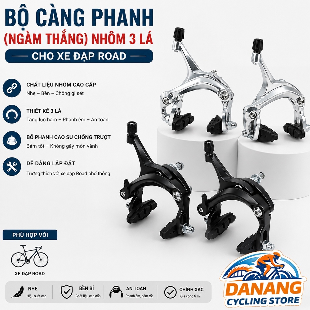 Bộ Càng Phanh (Ngàm Thắng) Nhôm 3 Lá Cho Xe Đạp Road