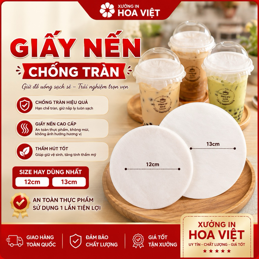 Giấy Chống Tràn Cà Phê, Trà Sữa, Đồ Uống Mang Đi Chống Rò rỉ, giấy nến chống tràn lót cốc trà sữa