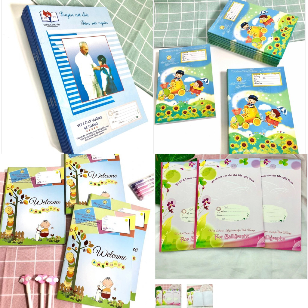 20 quyển vở 48 trang, 80 trang, vở 4.0 Ánh Dương (bìa Bác Hồ, con sâu, Ivory