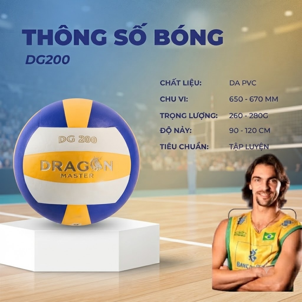 Bóng Chuyền Da PVC Dragon Master DG200 Chính Hãng - Bóng Chuyền Size 5 Cao Cấp, Tiêu Chuẩn