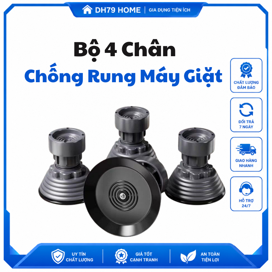 Bộ 4 chân đỡ đa năng, chống rung cho máy giặt, chân đỡ đa năng có thể điều chỉnh tăng giảm tiện lợi