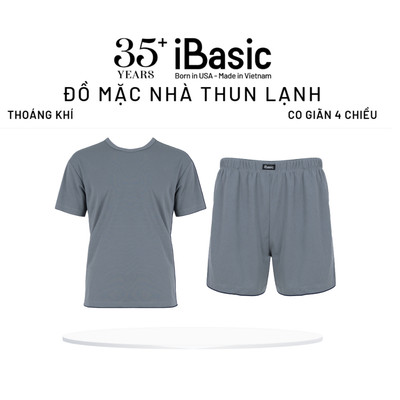 Bộ mặc nhà nam iBasic thun lạnh thoáng khí áo tay ngắn quần đùi HOMM022