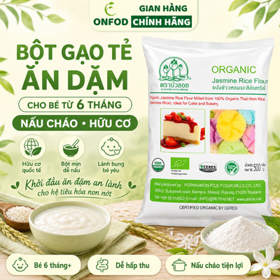 Bột gạo tẻ ăn dặm cho bé hữu cơ từ 6 tháng tuổi ONFOD nấu cháo bột làm bánh bún