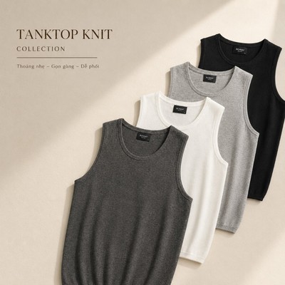 [MỞ BÁN] Áo ba lỗ dệt len ROWAY PREMIUM chất liệu len cotton | Áo tanktop dệt len