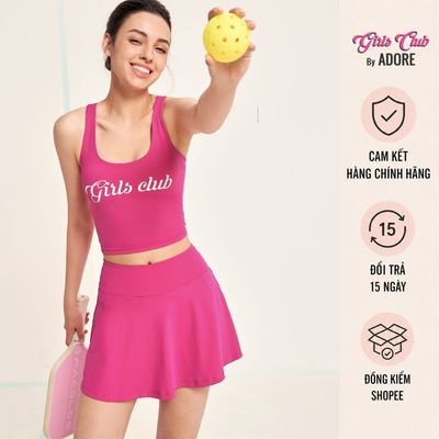 [GIRLS CLUB by ADORE] Set Áo top thể thao sway - hồng hyper pink | Chân váy thể thao sway - hồng hyper pink