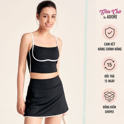 [GIRLS CLUB by ADORE] Set Áo crop top dynamic - đen | Chân váy dynamic - đen
