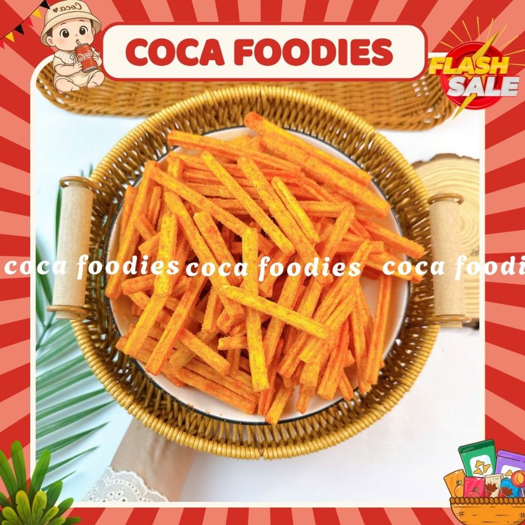 Snack Que Phô Mai Ngó Sen, Bim bim khoai tây ngó sen lắc phô mai thơm ngon, Đồ ăn vặt