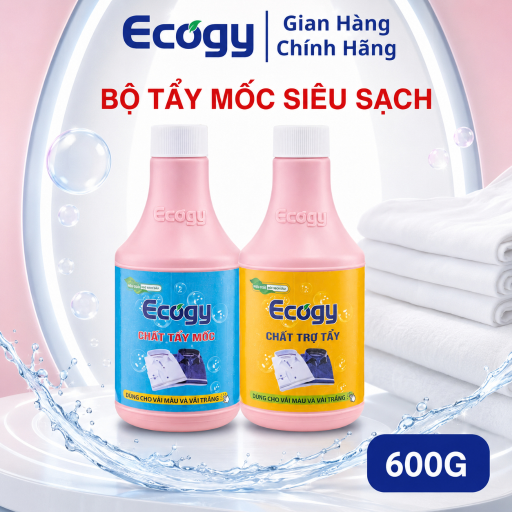Bộ Tẩy Mốc siêu sạch Ecogy - Hỗ trợ tẩy mốc, thâm kim, nhựa chuối, vết máu và một số vết bẩn khác