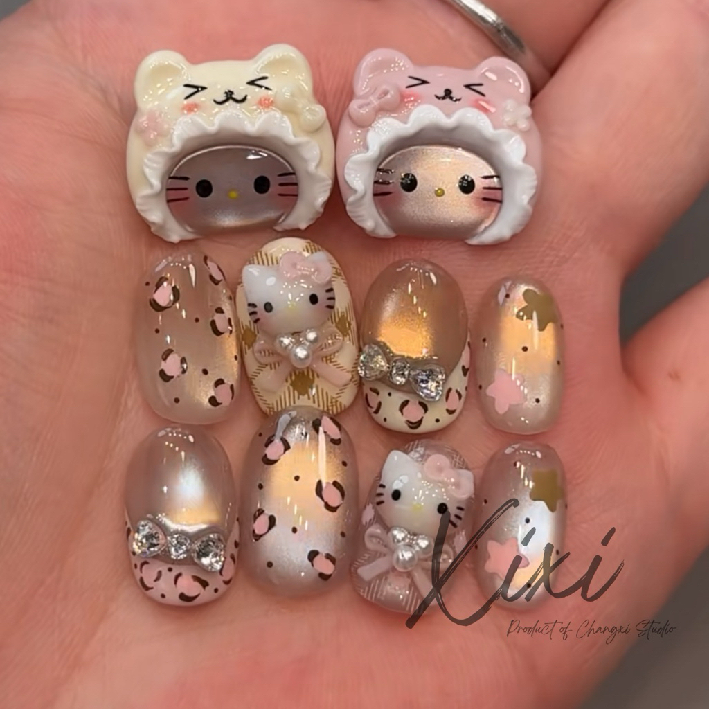 Nailbox style Douyin thiết kế Hello Kitty nhiều mẫu mix match