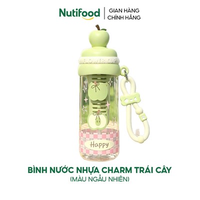 [Quà tặng không bán] Bình nước nhựa charm trái cây (Màu ngẫu nhiên)