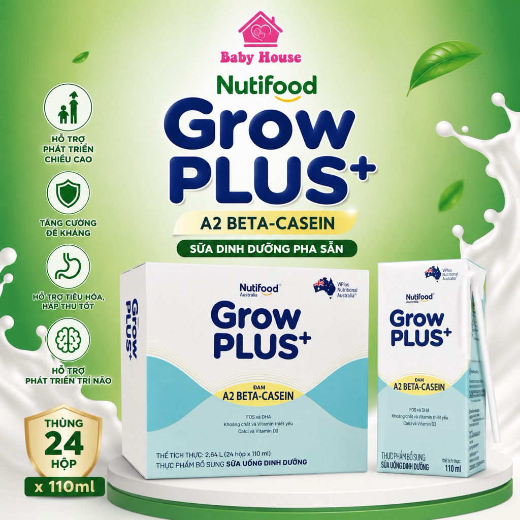 Sữa dinh dưỡng pha sẵn Nutifood GrowPLUS+ A2 Beta-Casein