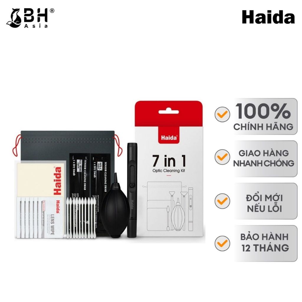 BH Asia - Bộ dụng cụ vệ sinh quang học Haida 7 in 1 Optic Cleaning Kit