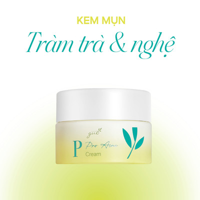 Kem giảm mụn, mờ thâm mụn trà nghệ, 0% khô da GUO 30g