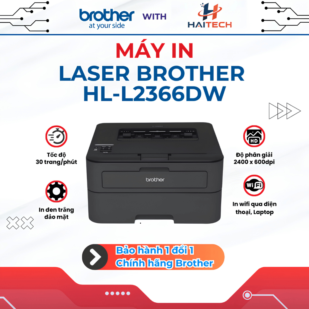 Máy in laser đen trắng Brother HL-L2366DW (A4/A5/ Đảo mặt/ USB/ LAN/ WIFI) - VPS STORE