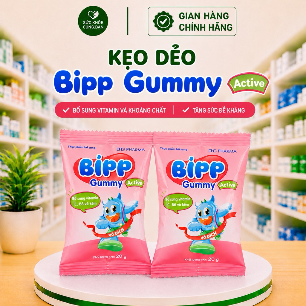Combo gói Kẹo Dẽo Bipp Gummy Active hỗ trợ tăng đề kháng giúp bé khoẻ mạnh
