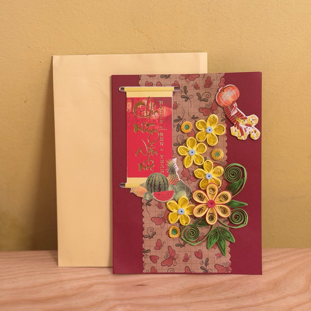 10 thiệp chúc mừng Tết, thiệp giấy xoắn quilling