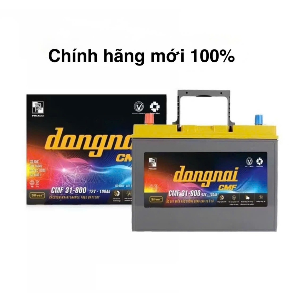 Ắc Quy Đồng Nai CMF 31800 12V 100Ah Miễn Bảo Dưỡng Chính Hãng Cho Xe Tải, Xe Khách, Máy Phát Điện