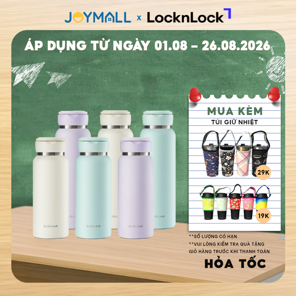 Bình giữ nhiệt Lock&Lock Sling Ring Tumbler 650ml LHC4321, 800ml LHC4322, Hàng chính hãng - JoyMall