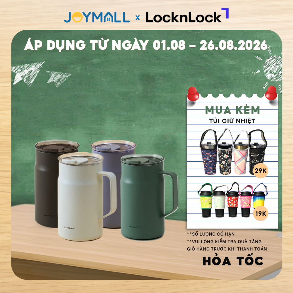 Ly Giữ Nhiệt LocknLock Metro Ceramic Mug LHC4282_C 600ml, Hàng Chính Hãng, Thép Phủ Sứ - JoyMall