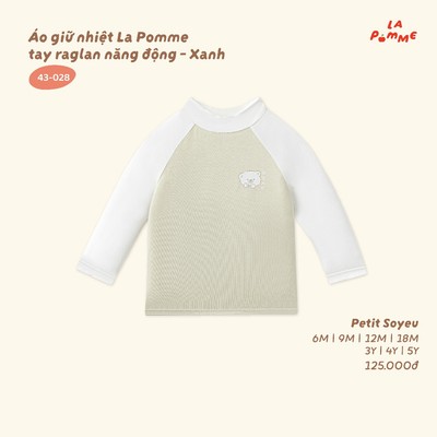 Áo giữ nhiệt La Pomme tay raglan năng động - Sợi Petit Soyeu thoáng mát - Bé trai/ gái - 6M - 5Y