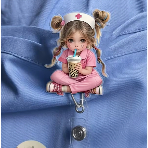 2D Medical ID Badge Holder with Retractable Badge Reel - Cute Nurse & Medical Student Lanyard Suitab
