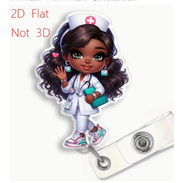 1pc of a Cute 2D Flat Cartoon Nurse Badge Reel, Made of Acrylic Material, Suitable for Nurses, Docto