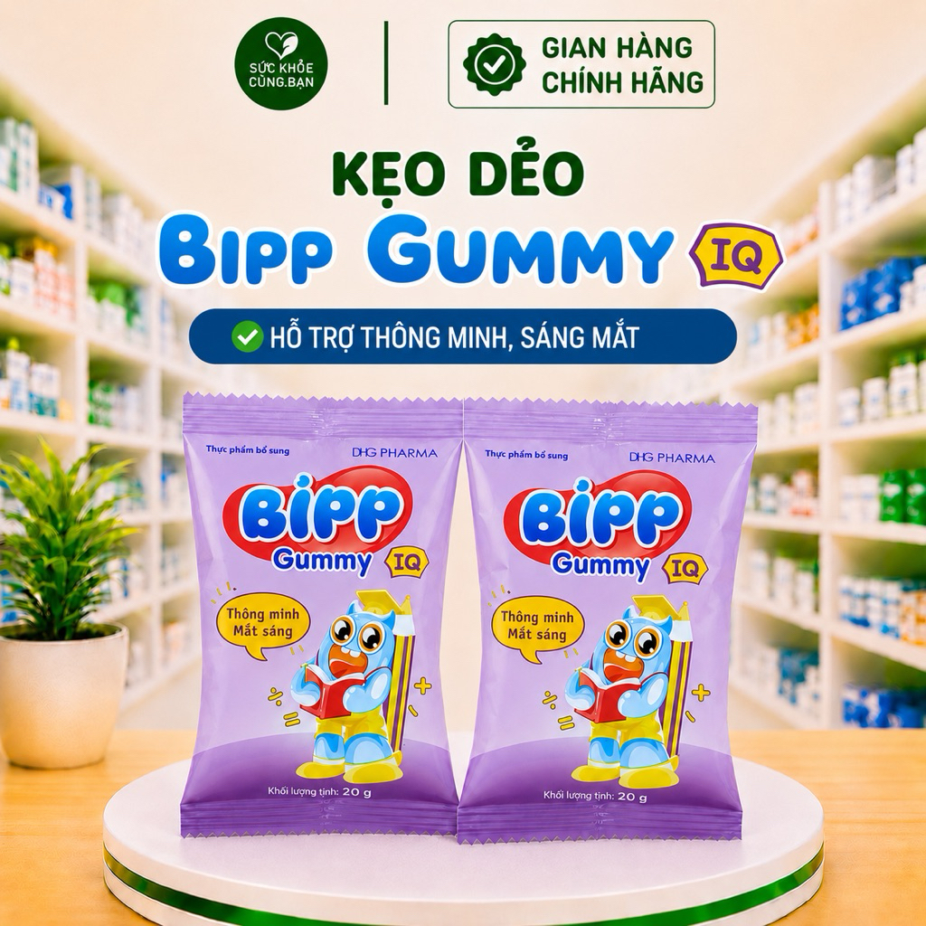 Combo gói Kẹo Dẽo Bipp Gummy IQ DHG hỗ trợ thông minh sáng mắt cho bé.