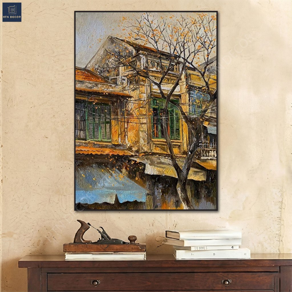 Tranh HÀ Nội xưa treo tường decor phòng ngủ Homestay villa nhà hàng quán cafe khách sạn