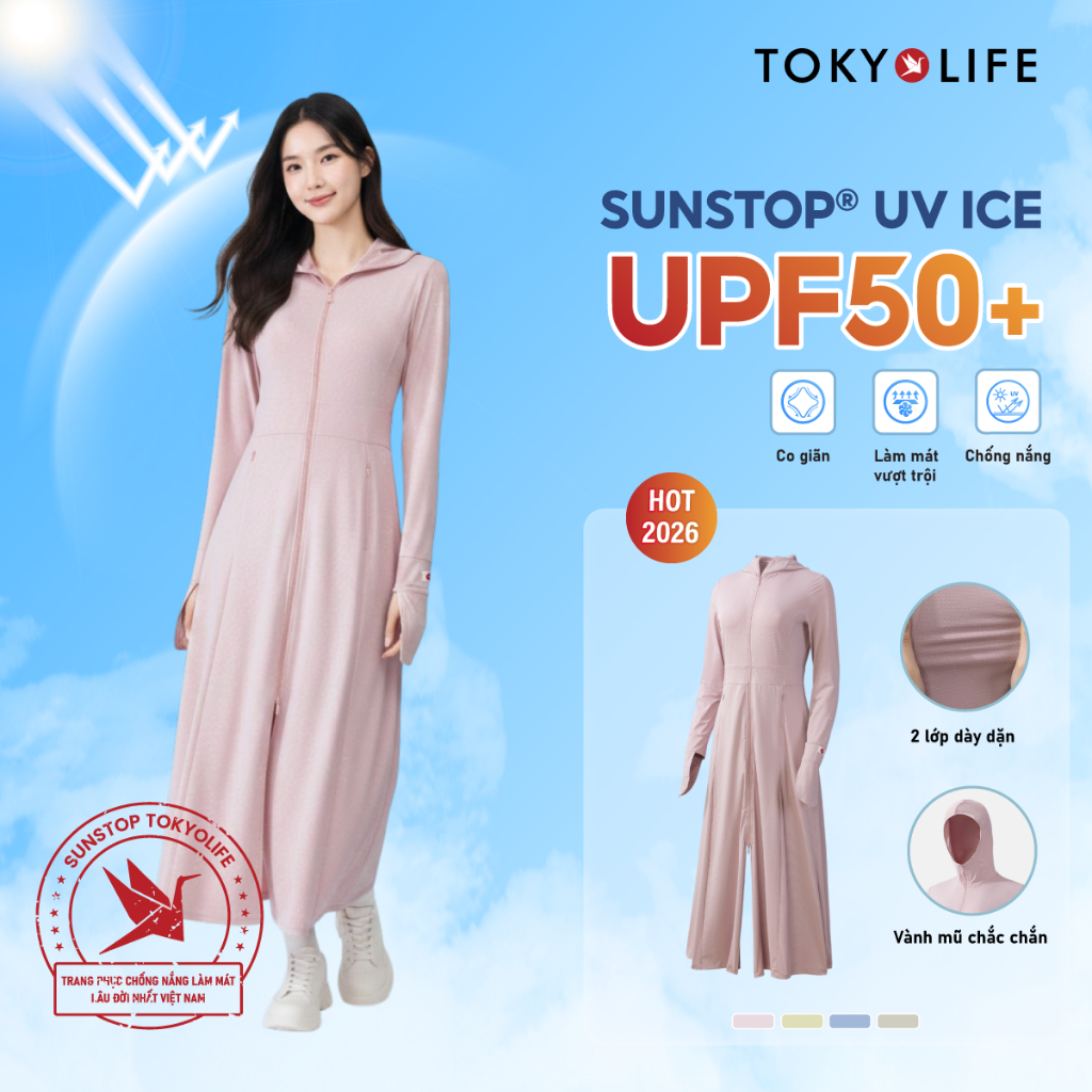 Áo chống nắng nữ dáng dài SunStop Air mát lạnh, thoáng khí TOKYOLIFE 40000094 TDH
