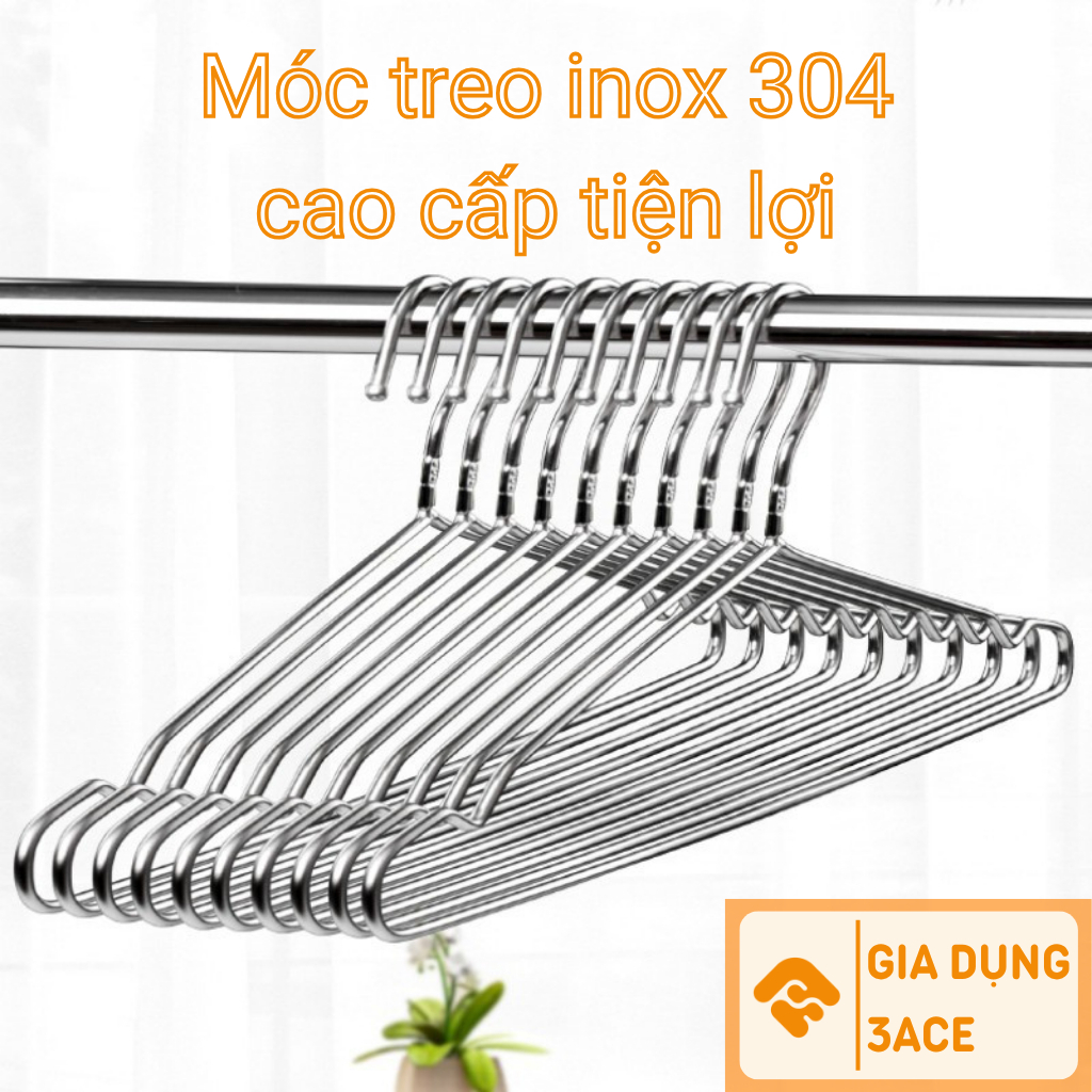 Combo 20 Móc Treo Quần Áo INOX 304 Loại Dày, Chắc Chắn, Chịu Lực Tốt Kích…