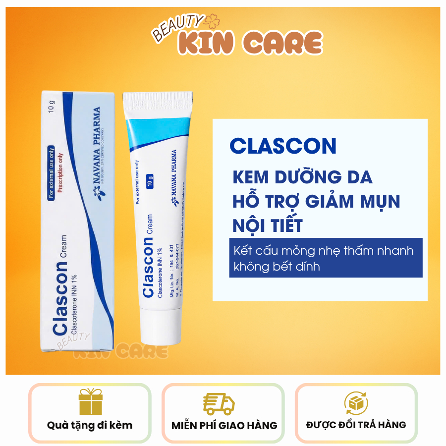 Kem Bôi Da Clascon Hỗ Trợ Giảm Mụn Nội Tiết, Mụn Ẩn Tuyp 10g