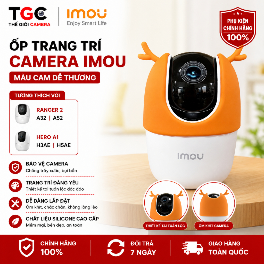 Ốp Trang Trí Camera Imou A32 A52 (Ranger 2) / H3AE H5AE (Hero A1) Màu Cam