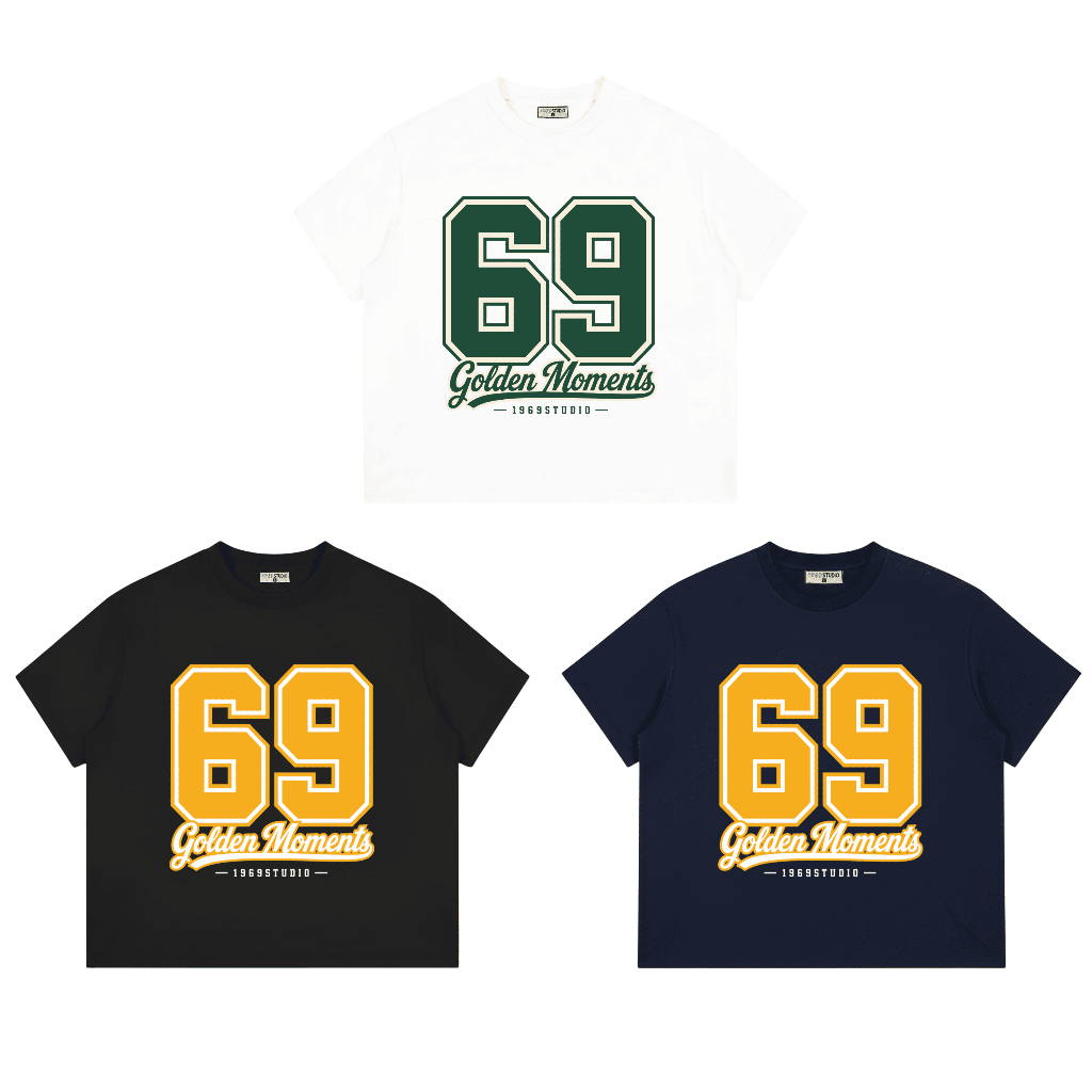 1969STUDIO Áo Thun Boxy " Number 69 " Áo Phông Unisex Top Menswear Cổ Tròn - BX23