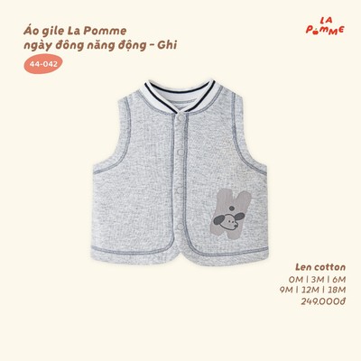 Áo gile La Pomme ngày đông năng động - Sợi Len Cotton bền ấm - Bé trai - 0M - 18M